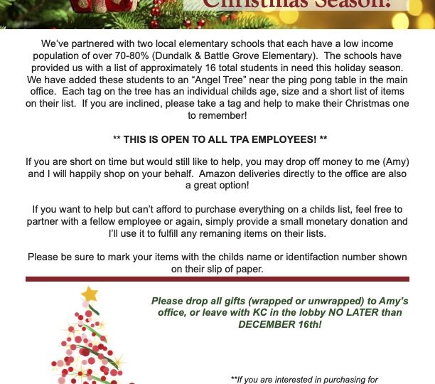 Angel Tree Donation Letter